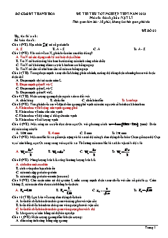 2 Đề thi thử THPT Quốc gia môn Vật lí năm 2023 - Sở GD và ĐT Thanh Hóa (Kèm đáp án)