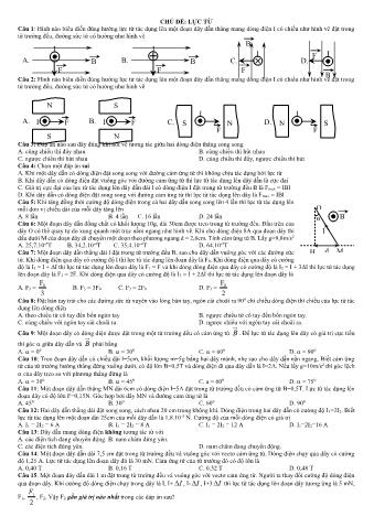 Bài tập Vật lí Lớp 11 - Chủ đề: Lực từ