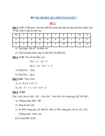 Bộ đề thi học kì 2 môn Toán Lớp 7