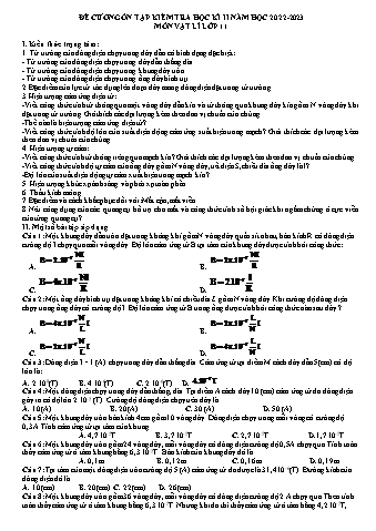 Đề cương ôn tập kiểm tra học kì II môn Vật lí Lớp 11 - Năm học 2022-2023