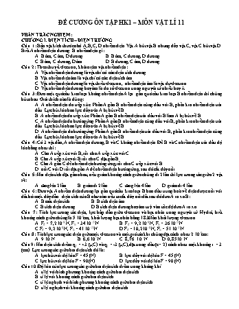 Đề cương ôn thi học kì I môn Vật lí Lớp 11