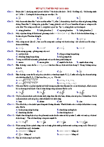 Đề khảo sát chất lượng môn Vật lí Lớp 12 - Năm học 2022-2023 (Có đáp án)
