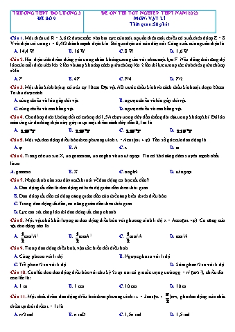 Đề ôn thi Tốt nghiệp THPT môn Vật lí năm 2023 - Đề số 9 - Trường THPT Đô Lương 3 (Có đáp án)