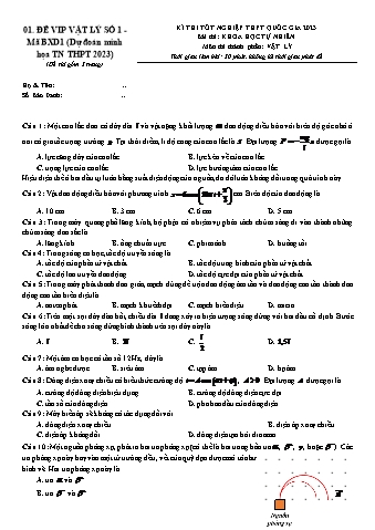 Đề thi minh họa Tốt nghiệp THPT môn Vật lí năm 2023 - Đề số 1 (Có đáp án)