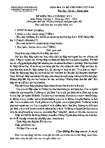 Đề kiểm tra cuối học kì I Tiếng Việt 5 - Năm học 2022-2023 - Trường Tiểu học Ngô Gia Tự