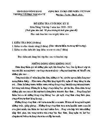 Đề kiểm tra cuối học kì II Tiếng Việt Lớp 5 - Năm học 2020-2021 - Trường Tiểu học Ngô Gia Tự (Có đáp án)