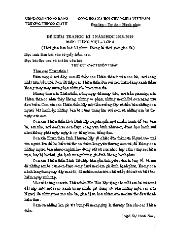 Đề kiểm tra giữa học kì I Tiếng Việt 4 - Năm học 2018-2019 - Trường Tiểu học Ngô Gia Tự (Có đáp án)
