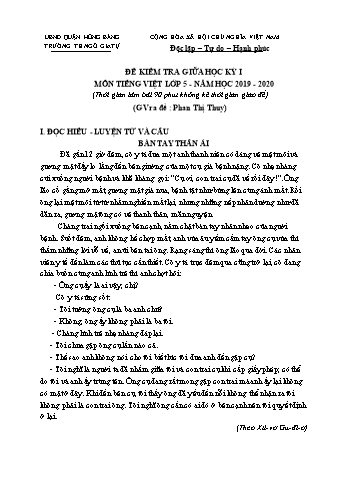 Đề kiểm tra giữa học kì I Tiếng Việt Lớp 5 - Năm học 2019-2020 - Trường Tiểu học Ngô Gia Tự (Có đáp án + Ma trận)