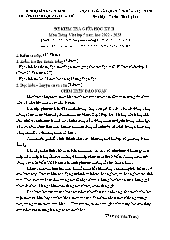 Đề kiểm tra giữa học kì II môn Tiếng Việt 5 - Năm học 2022-2023 - Trường Tiểu học Ngô Gia Tự (Có đáp án + Ma trận)