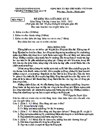 Đề kiểm tra giữa học kì II Tiếng Việt 4 - Năm học 2020-2021 - Trường Tiểu học Ngô Gia Tự (Có đáp án)