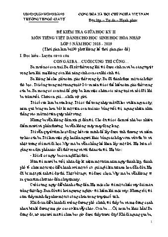 Đề kiểm tra giữa học kì II Tiếng Việt 5 - Năm học 2018-2019 - Trường Tiểu học Ngô Gia Tự (Có đáp án + Ma trận)
