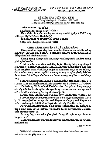 Đề kiểm tra giữa học kì II Tiếng Việt 5 - Năm học 2021-2022 - Trường Tiểu học Ngô Gia Tự (Có đáp án + Ma trận)