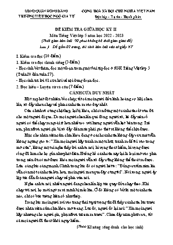Đề kiểm tra giữa học kì II Tiếng Việt 5 - Năm học 2022-2023 - Trường Tiểu học Ngô Gia Tự (Có đáp án + Ma trận)