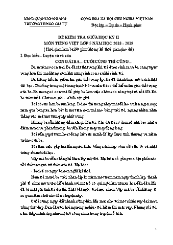 Đề kiểm tra giữa học kì II Tiếng Việt Lớp 5 - Năm học 2018-2019 - Trường Tiểu học Ngô Gia Tự (Có đáp án + Ma trận)
