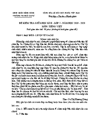Đề kiểm tra giữa học kì II Tiếng Việt Lớp 5 - Năm học 2019-2020 - Trường Tiểu học Ngô Gia Tự (Có đáp án + Ma trận)