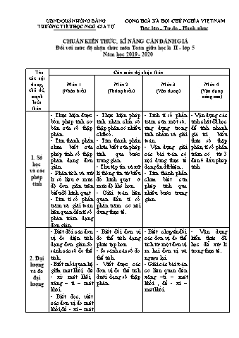 Đề kiểm tra giữa học kì II Toán 5 - Lần 2 - Năm học 2019-2020 - Trường Tiểu học Ngô Gia Tự (Có đáp án + Ma trận)