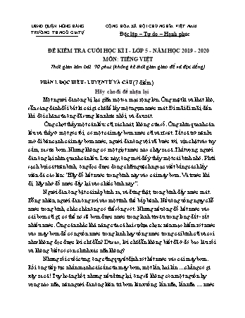 Đề kiểm tra môn Tiếng Việt 5 cuối học kì I - Năm học 2019-2020 - Trường Tiểu học Ngô Gia Tự (Có đáp án + Ma trận)