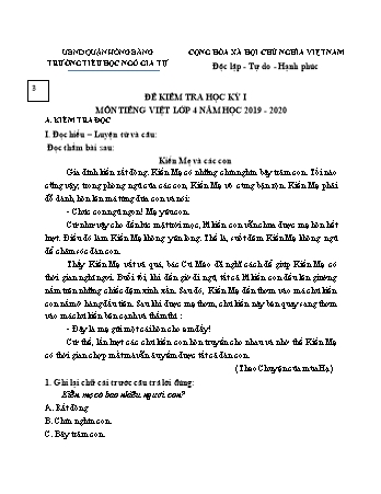Đề kiểm tra Tiếng Việt 4 - Đề 3 - Năm học 2019-2020 - Trường Tiểu học Ngô Gia Tự (Có đáp án + Ma trận)
